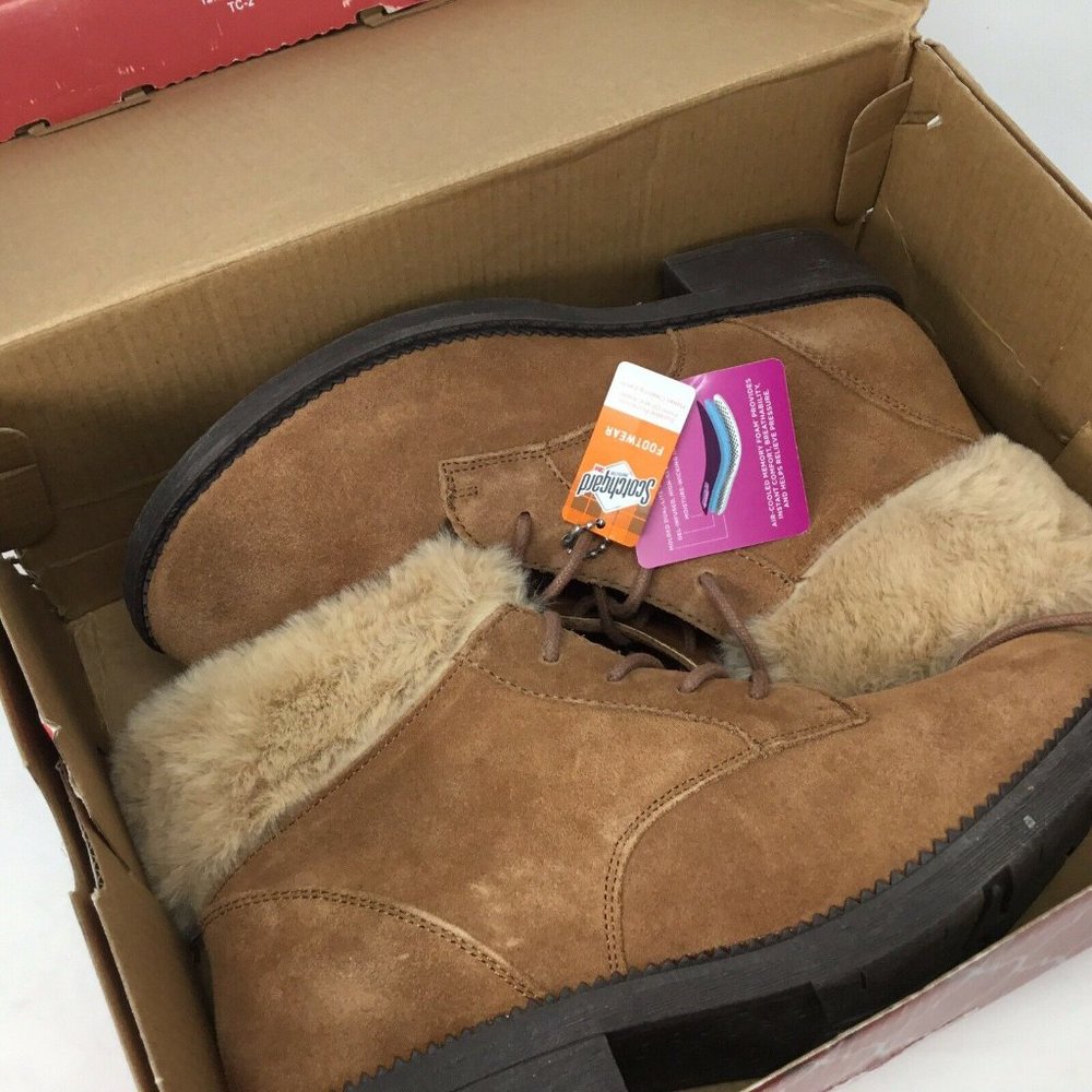 Skechers NIB Elm Cold Day Boots Booties Women's Size 8.5 Brown Faux Fur Lace Up - Picture 7 of 9